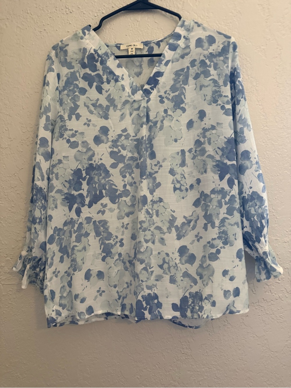 Women's Blue Floral V-Neck Blouse by Chico's